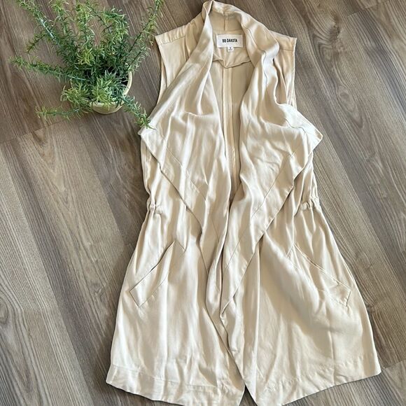 NORDSTROM BB DAKOTA HALLET DRAPE FRONT VEST TENCEL BONE TAN SIZE SMALL - Picture 6 of 11
